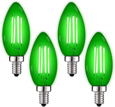 LUXRITE E12 LED Filament Green Light Bulb, 4.5W (40W Equivalent ...