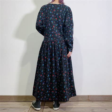 black flower printed cotton dress | LEMON
