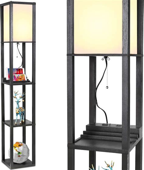 Hykolity Modern LED Shelf Floor Lamp, Shelf