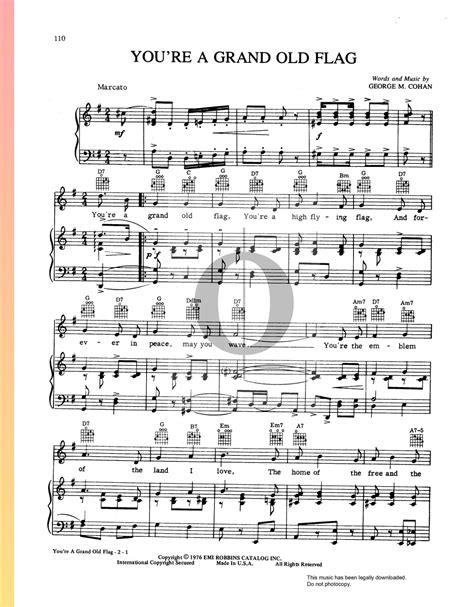 You're A Grand Old Flag (George M. Cohan) Piano Sheet Music - OKTAV