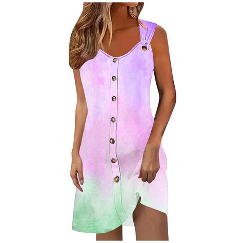 Rvkxad Women Dresses Sleeveless Elegant Casual Summer Dresses A-Line V ...