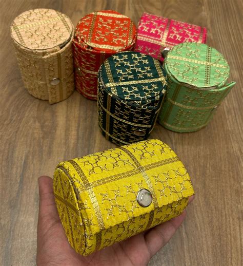 LAMANSH Gold Embroidered Bangle boxes for haldi mehendi sangeet favors ...