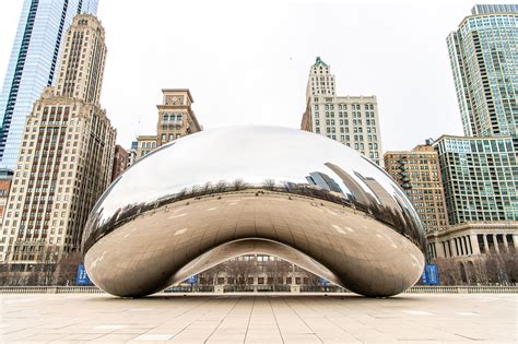 Chicago Bean (cloud Gate) Downtown Millennium Park in the Loop. Two ...