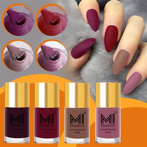 MI FASHION Soft Smooth Unique Matte Finish Nail Polish Combo Sets Of 4 ...