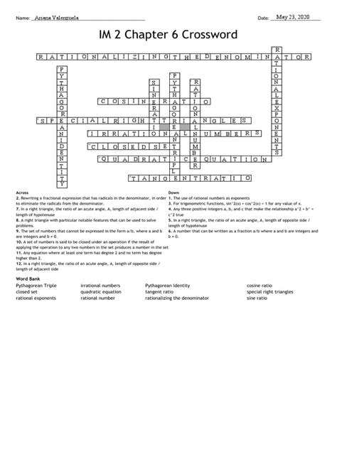 Math Concepts Crossword Puzzle | PDF | Trigonometric Functions ...