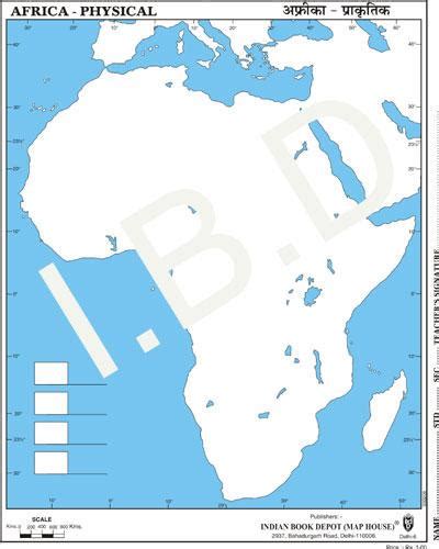 Practice Map of Africa Physical |Pack of 100 Maps | Small Size | Outli