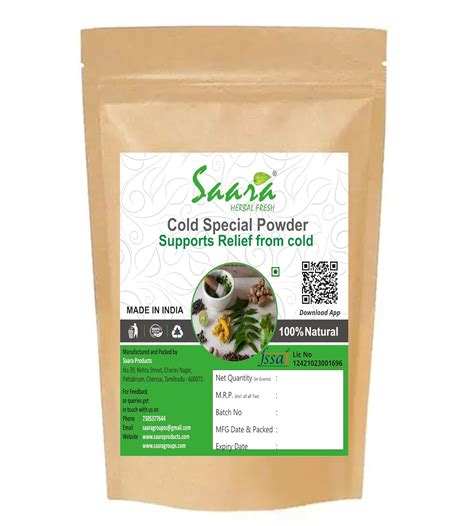 Buy Saara HERBAL FRESH Cold, Cough Relief Special Organic Herbal Powder ...