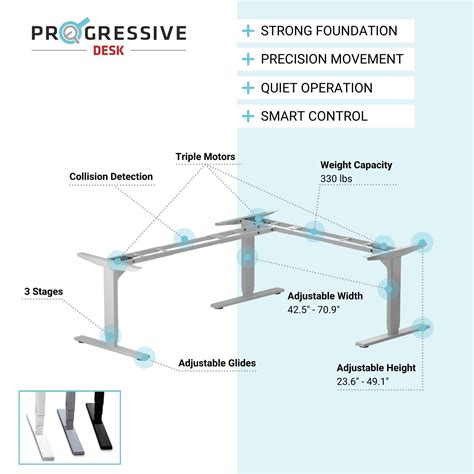 Buy PROGRESSIVE DESK Electric Standing Corner Ryzer Desk, Adjustable ...