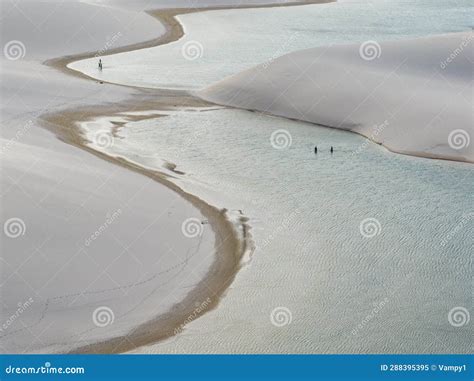 Aerial View of Lencois Maranhenses. White Sand Dunes with Pools of ...