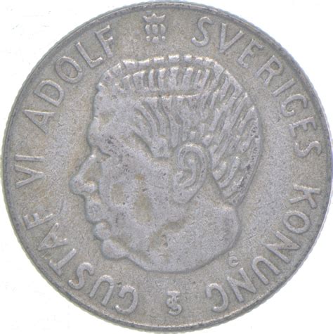 SILVER - Roughly the Size of a Quarter - 1954 Sweden 1 Krona - World ...