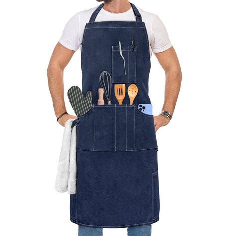 OPUX Chef Apron, Unisex Kitchen Apron with Pockets, Heavy Duty Canvas ...