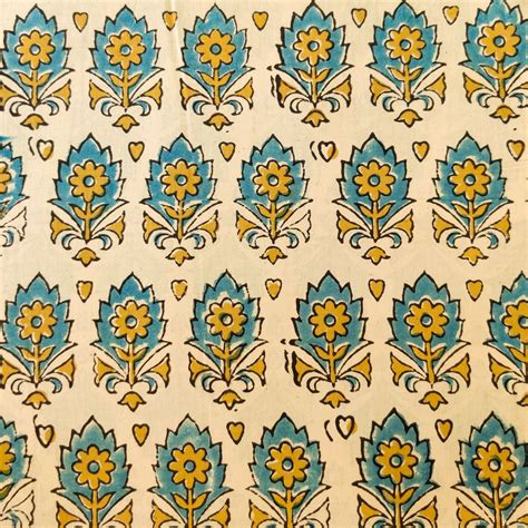 Pre-Cut 1.40 Meters Pure Cotton Ajrak Cream With Blue Intricate Beauti ...