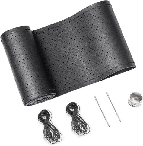Amazon.com: Wevdn Genuine Leather Steering Wheel Cover, Stitch on Wrap, DIY Sewing Steering ...