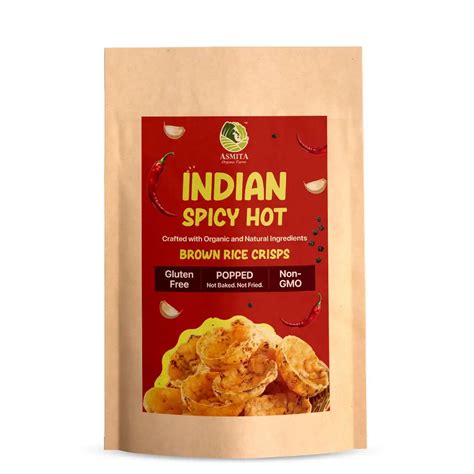 Brown rice Crips, Indian Spicy Hot | Asmita Organic Farms 8628949483732