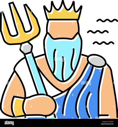 poseidon greek god mythology color icon vector illustration Stock ...