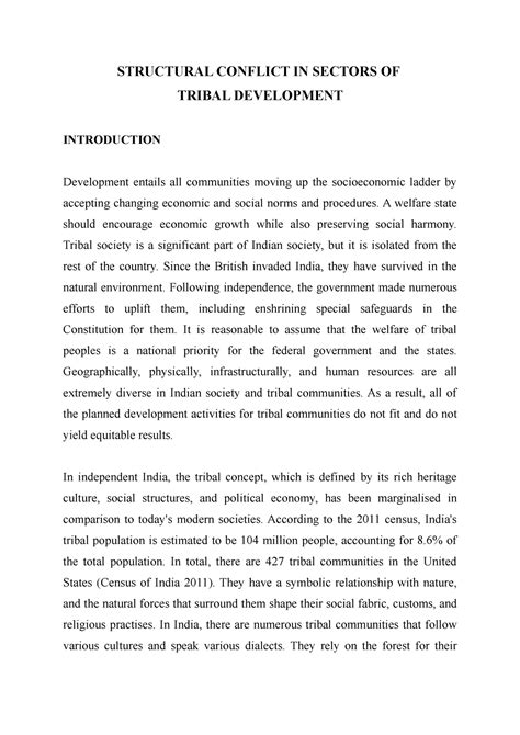 Structural Conflict IN Sectors OF Tribal Development - Diploma in ...