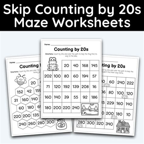 Number 20 Skip Counting Maze Worksheet