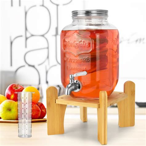 Amazon.com | 1 Gallon Glass Beverage Drink Dispenser with Metal Spigot ...