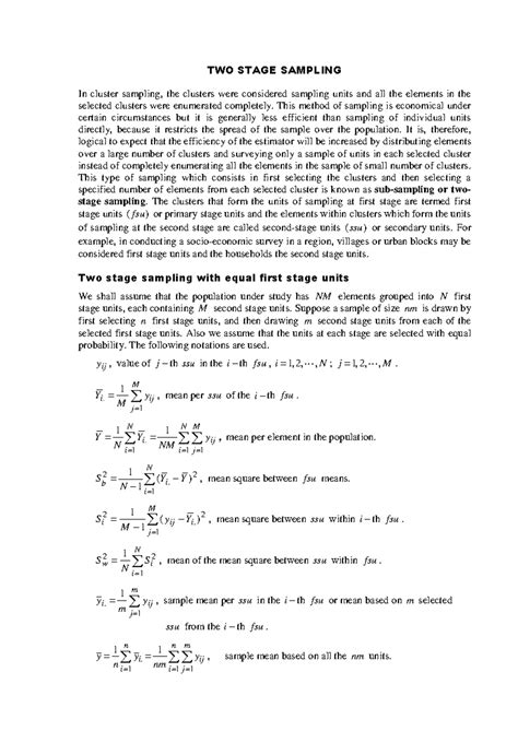 Double Sampling - Lecture notes 2 - In sampling surveys, a number of ...