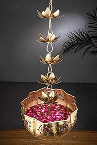 Buy Creative Lamps Hanging urli with Lotus Bowl Gold Online at Low ...
