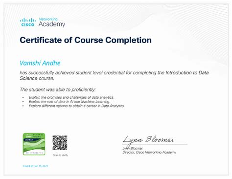Networking CISCO Academy: Intro to Data Science Course Completion ...