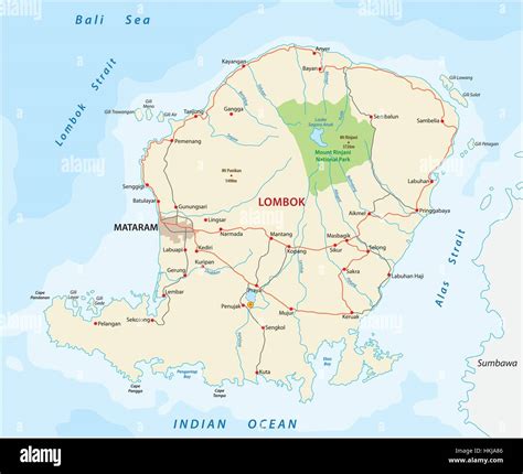 road map of the Indonesian island of Lombok Stock Vector Image & Art ...