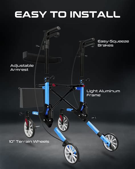 Buy HEAO Shock Absorber Rollator Walker Medical Aid Aluminum Mobility ...