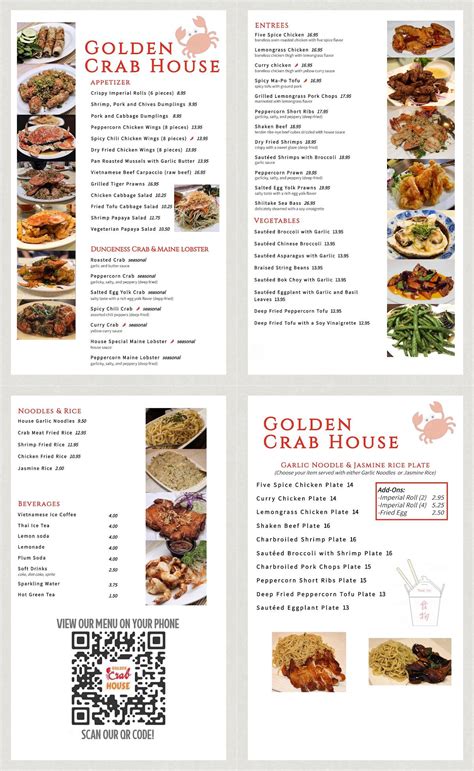 Menu at Golden Crab House restaurant, San Francisco