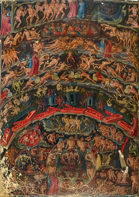 Nine circles of Hell, Dante Alighieri, Divina Commedia, Italy ca. 1420 ...