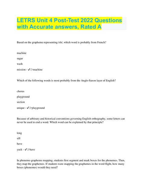 Letrs Unit 4 Post Test