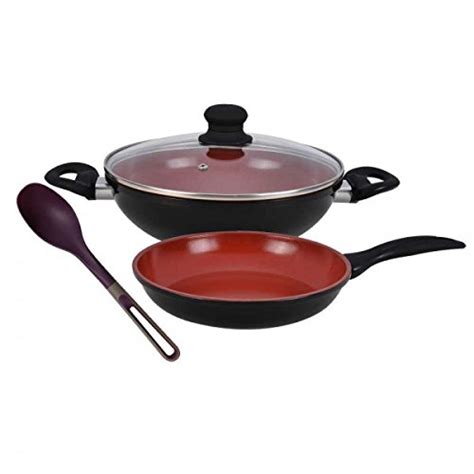 Buy Wonderchef Mystique Aluminium Cookware Set, 22cm, 4-Pieces, Maroon ...