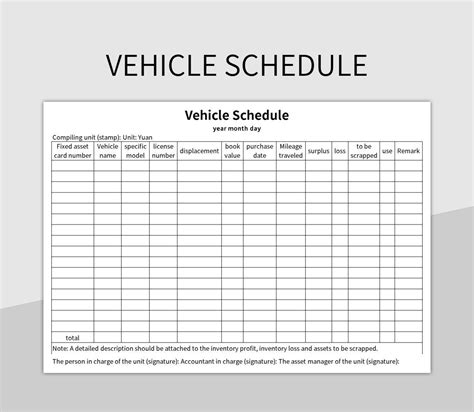 Vehicle Schedule Excel Template And Google Sheets File For Free ...