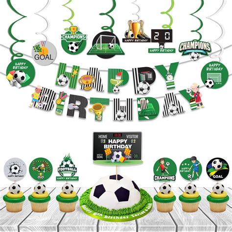 Festiko® Set of 24 Pcs Football Theme Happy Birthday Combo (Banner ...