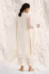Buy Off White Chanderi, Cotton Embroidery Round Neck Kurta Set For ...