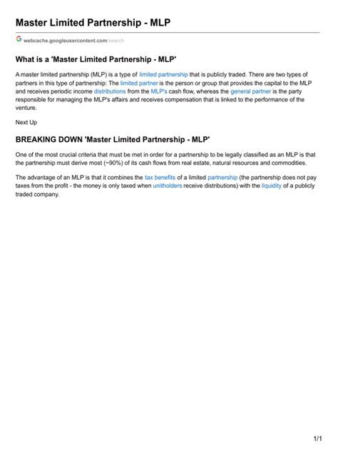 MLP Master Limited Partnership 的图像结果