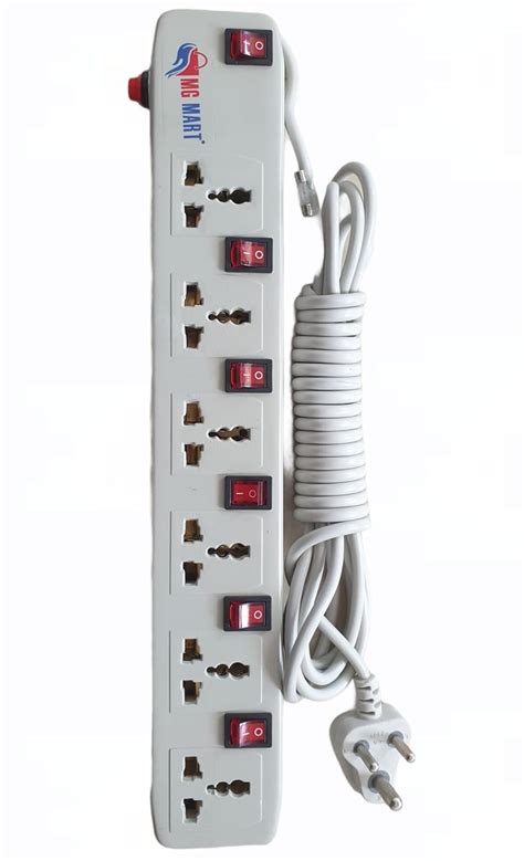 Buy Mg Mart™ Risk Free 6 Switch Socket, Cord Extension Board Spike ...