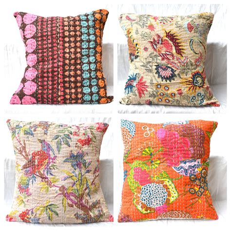 Buy Decorative Cushion Cover, Decorative Pillows, Kantha Cushion, Throw ...