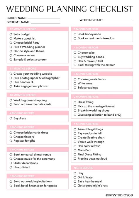 Free printable indian wedding planning checklist, Download Free ...