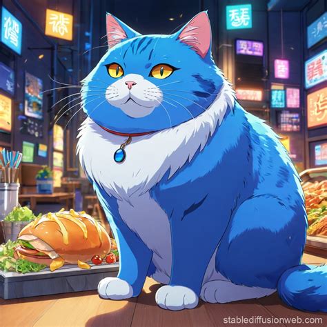 Fat Blue Cat | Stable Diffusion Online