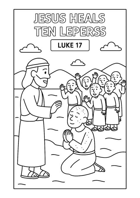 Jesus Heals Ten Lepers – Free Bible Coloring Page (Luke 17) - Free Bible Worksheets