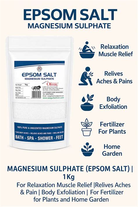 Seagulls Olivon Magnesium Sulphate (Epsom Salt), For Relaxation ...