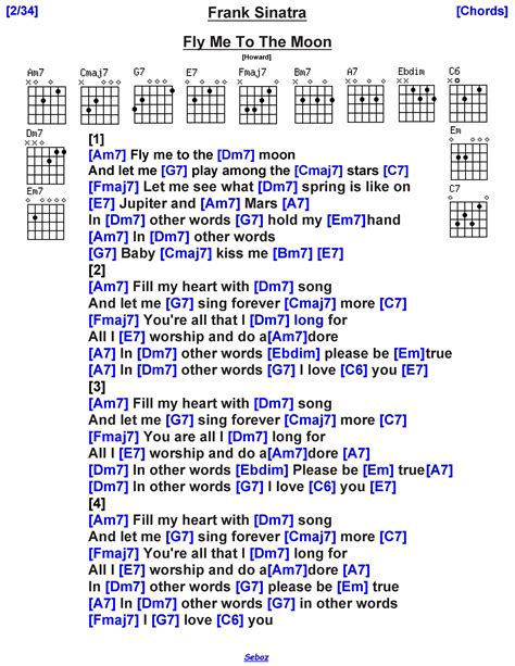 Frank Sinatra - Fly Me to the Moon in 2021 | Guitar chords for songs ...