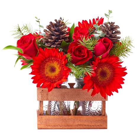 Grown Wild by H-E-B Walnut Wood Crate Holiday Floral Arrangement - Shop ...