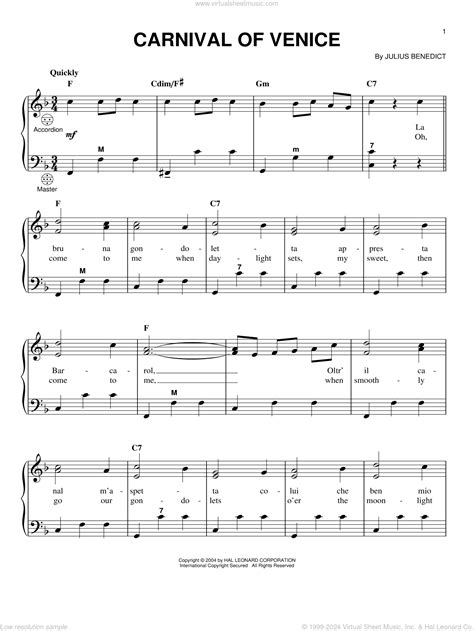 Benedict - Carnival Of Venice sheet music for accordion [PDF]
