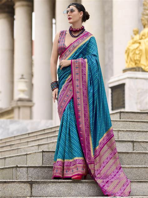 ⚡️Buy Lovely Sky Blue Weaving Banarasi Silk Wedding Wear Saree With ...