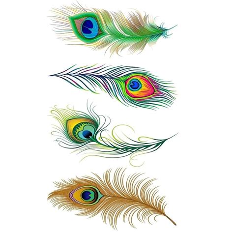 ORDERSHOCK Peacock Feathers Colorful Temporary Tattoo Stickers ...