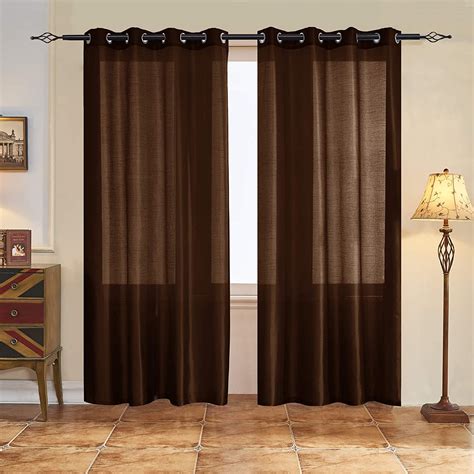 Buy Subrtex 2 Panels Faux Silk Semi-Sheer Elegance Window Curtains, 52 ...