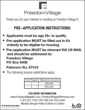 Fillable Online PRE-APPLICATION INSTRUCTIONS: Fax Email Print - pdfFiller