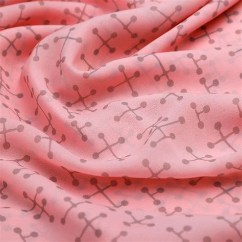 Pink Geometric Patterned Georgette Fabric - Digital Printed ...