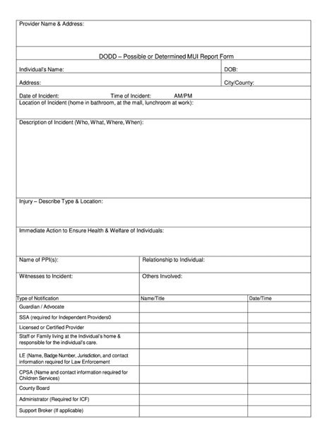 OH DODD Incident Report Form - Fill Online, Printable, Fillable, Blank ...